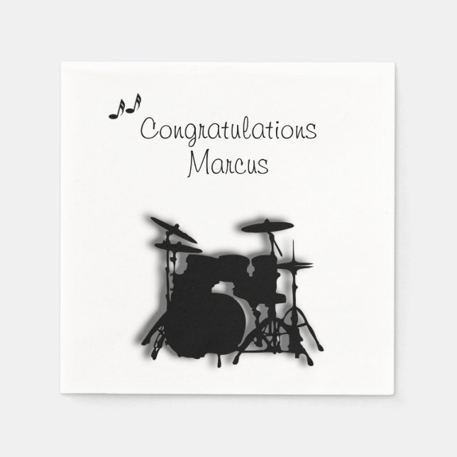 Drum Set Custom Congratulations Napkin (Front)
