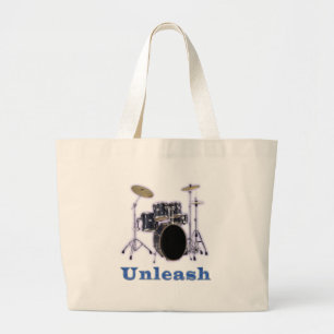 Drum set designs large tote bag