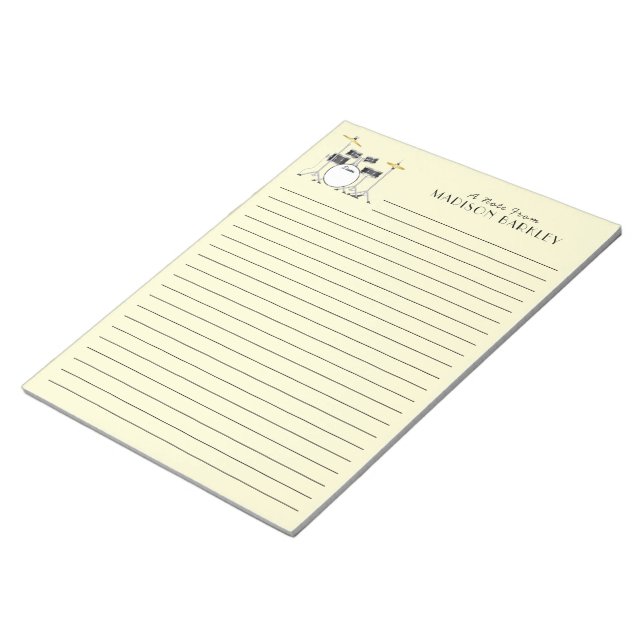 Drum Set Drummer Band Teacher Musician Notepad (Angled)