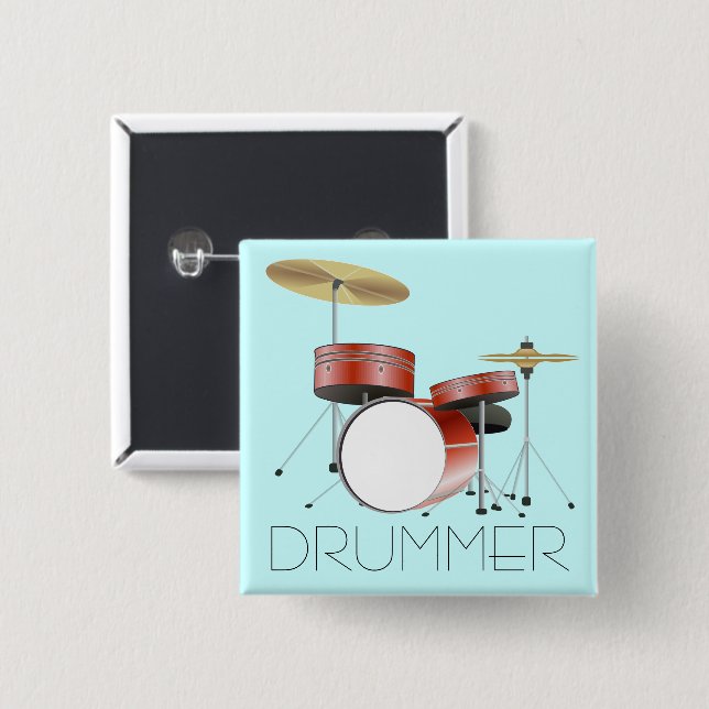 Drum Set Drummer Button (Front & Back)