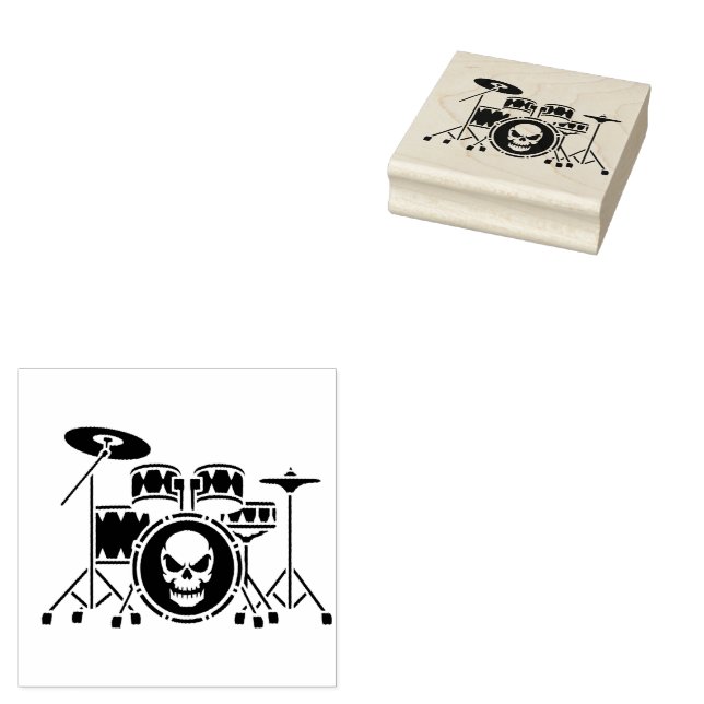 Drum Set Drummer  Rubber Stamp (Stamped)
