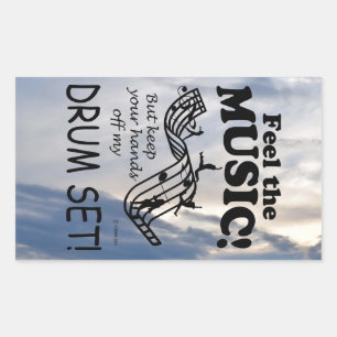 Drum Set Feel The Music Rectangular Sticker