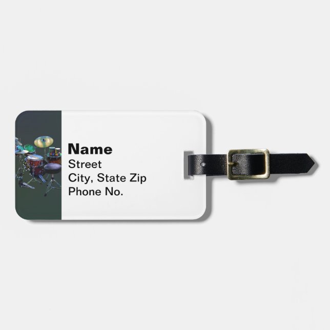 Drum Set Luggage Tag (Front Horizontal)