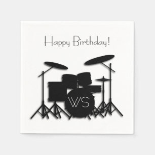Drum Set Monogram Birthday Napkin