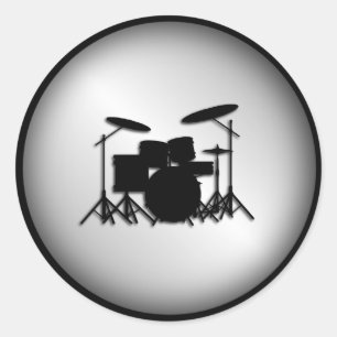 Drum Set Music Design Classic Round Sticker