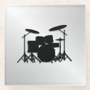Drum Set Music Design Glass Coaster