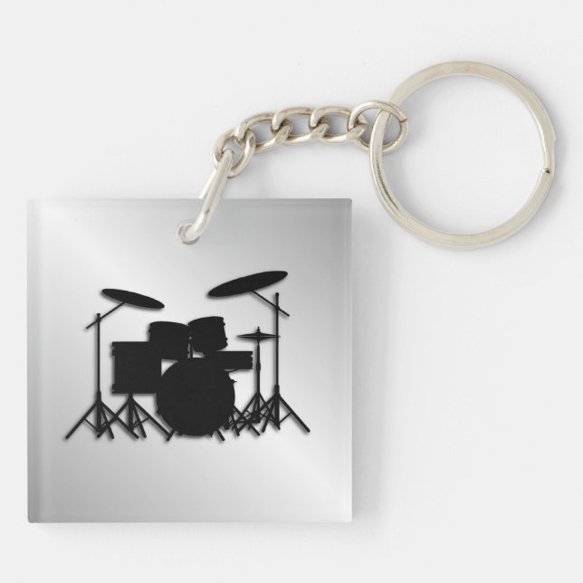 Drum Set Music Design Key Ring (Back)
