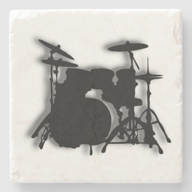 Drum Set Music Design Stone Coaster (Front)