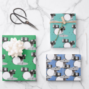 Drum Set Percussion Musical Design  Wrapping Paper Sheet