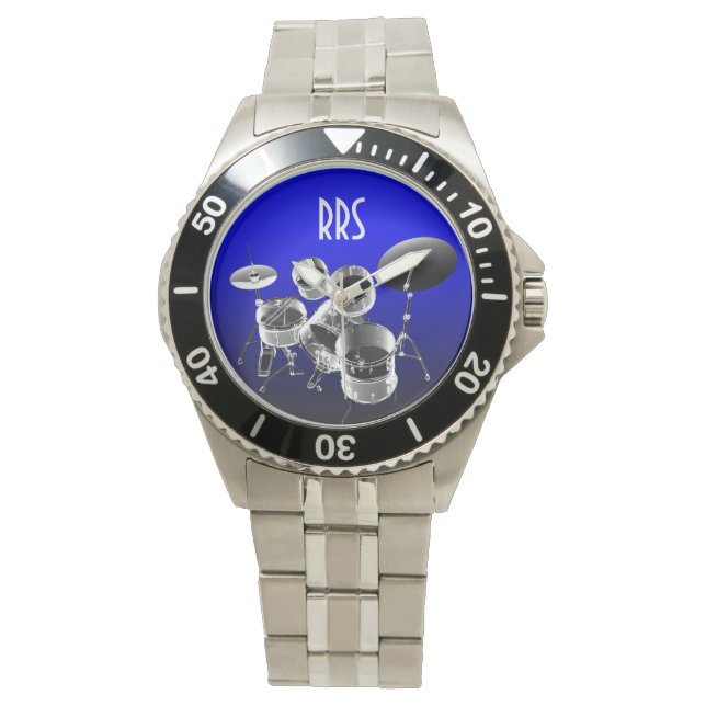 Drum Set Personalised Monogram Gift Watch (Front)