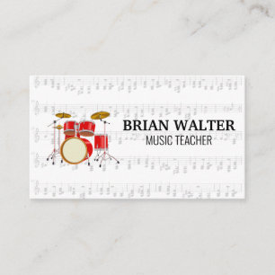 Drum Set Piano Logo Pianist Business Card