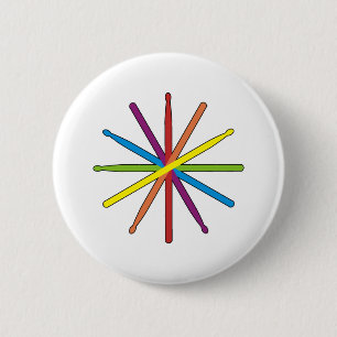 Drum Stick Colour Star 6 Cm Round Badge