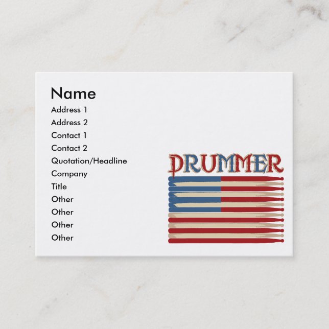 Drum Stick USA Flag Drummer Tees and Gifts Business Card (Front)