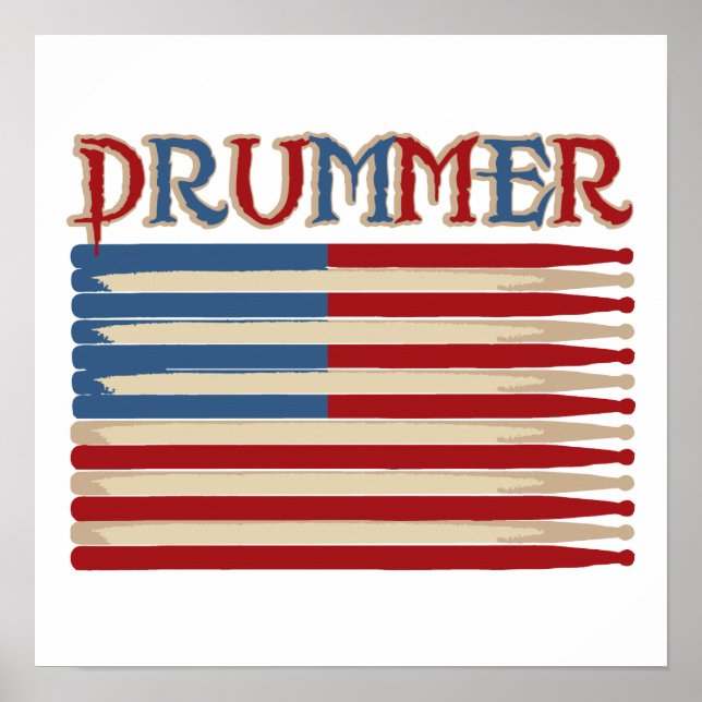 Drum Stick USA Flag Drummer Tees and Gifts Poster (Front)