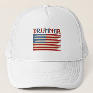 Drum Stick USA Flag Drummer Tees and Gifts Trucker Hat