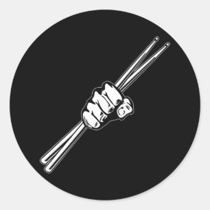 Drum Sticks Fist Punch Classic Round Sticker