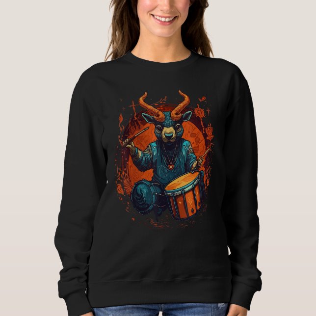 Drum Sticks Goat Drummer Kit Sweatshirt (Front)