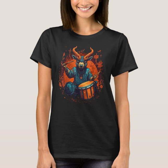 Drum Sticks Goat Drummer Kit T-Shirt (Front)