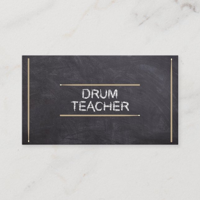 Drum Teacher Lessons Music Instructor Chalk Sticks Business Card (Front)