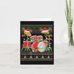 Drum Ugly Christmas Sweater Musical Drum Player Dr Card