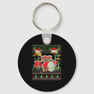 Drum Ugly Christmas Sweater Musical Drum Player Dr Key Ring
