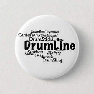 Drumline Word Cloud Black Text 6 Cm Round Badge