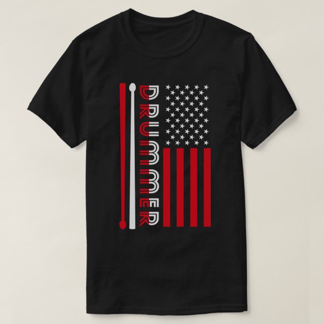 Drummer 4th Of July Gift Patriotic Drummer T-Shirt (Design Front)