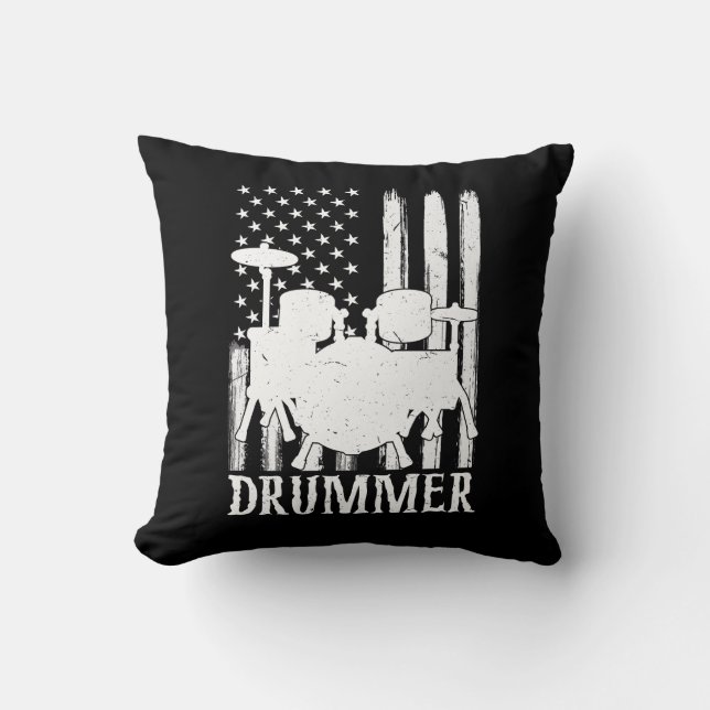 drummer American Flag  Cushion (Front)