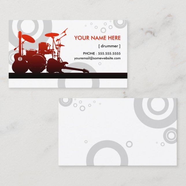 drummer and guitars rings business card (Front/Back)