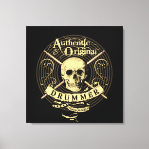 Drummer Art Canvas Skull Drumsticks Drum Picture Print
