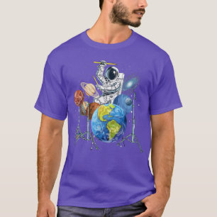 Drummer Astronaut Outer Space For Men Women Kids S T-Shirt