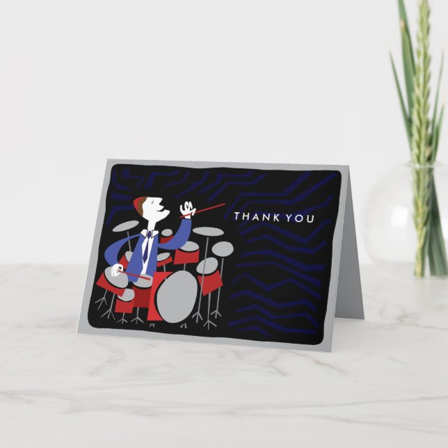 DRUMMER Bar Bat Mitzvah Thank-You Card (Front)