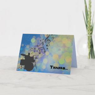 Drummer Bar Mitzvah Folded Thank You Card