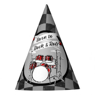 Drummer Birthday Born to Rock & Roll Drum Kit Party Hat
