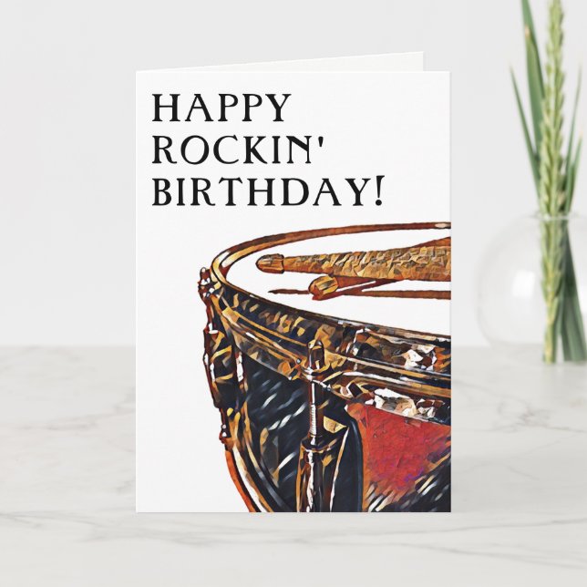 Drummer Birthday Snare Drum Drumstick Rock Music C Card (Front)