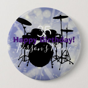 Drummer Birthday Theme Button HAMbWG