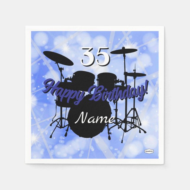 Drummer Birthday Theme Napkin HAMbWG (Front)