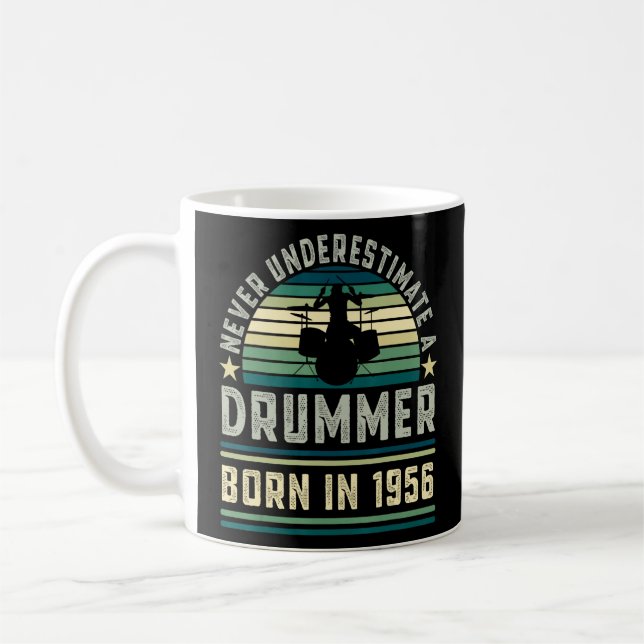 Drummer born 1956 70th Birthday Drumming  Coffee Mug (Left)