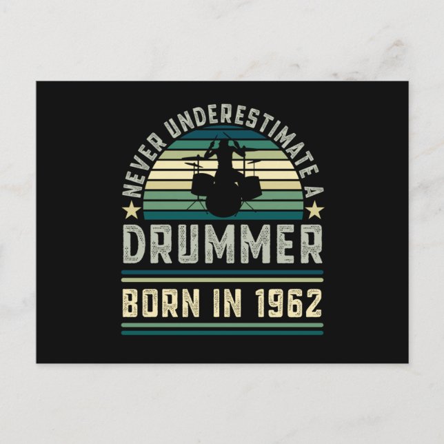 Drummer born 1963 60th Birthday Drumming Gifts Postcard (Front)