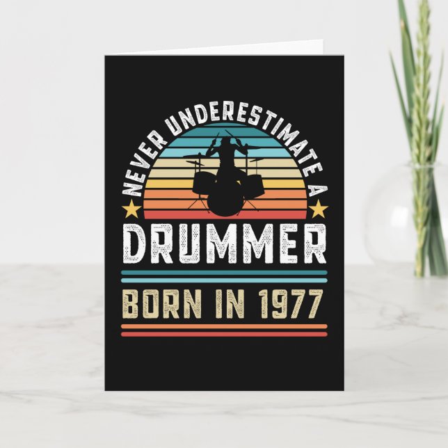Drummer born 1977 50th Birthday Drumming Gift Card (Front)
