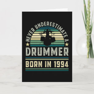 Drummer born 1994 30th Birthday Drumming Gifts Card