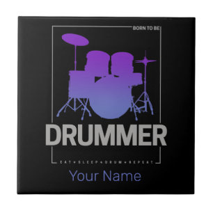 Drummer Born To Be for Percussionist Band Member Ceramic Tile