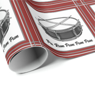 Drummer Boy Christmas Snare Drum Drumsticks Music Wrapping Paper
