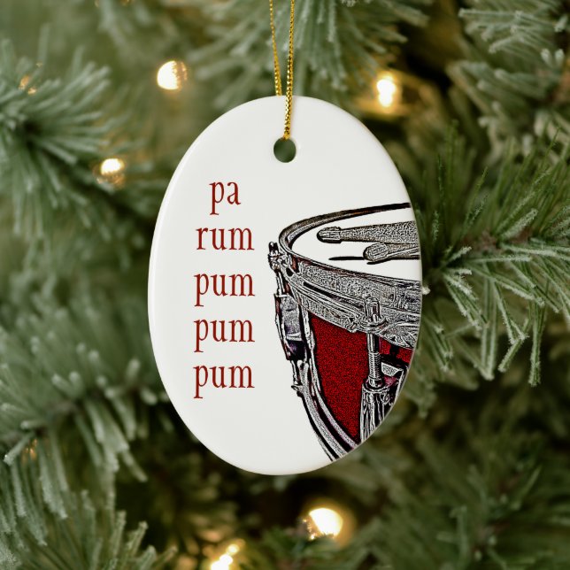 Drummer Boy Christmas Snare Drum Musician Holiday Ceramic Ornament (Tree)