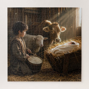 Drummer Boy Nativity Scene in a Stable Jigsaw Puzzle