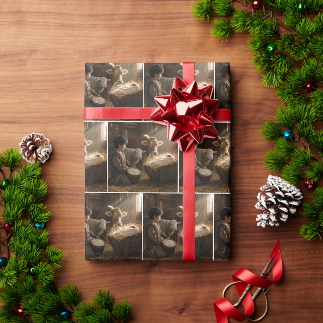 Drummer Boy Nativity Scene in a Stable Wrapping Paper (Holiday Gift)