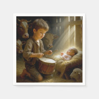 Drummer Boy Playing His Drum For Baby Jesus