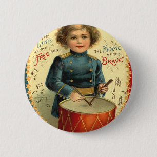 Drummer Boy Star Red White Blue 6 Cm Round Badge