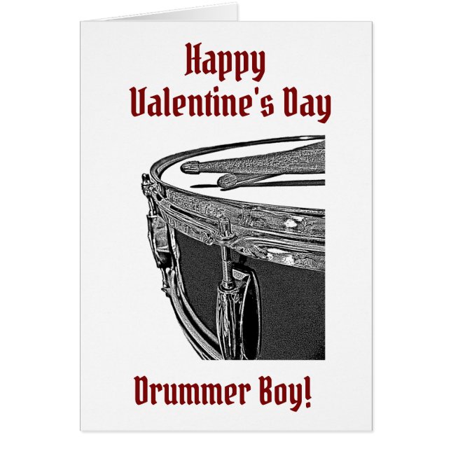 Drummer Boy Valentine Card Snare Drum Drum Sticks (Front)