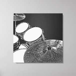 Drummer Canvas Drum Kit with Crash Square Art Print